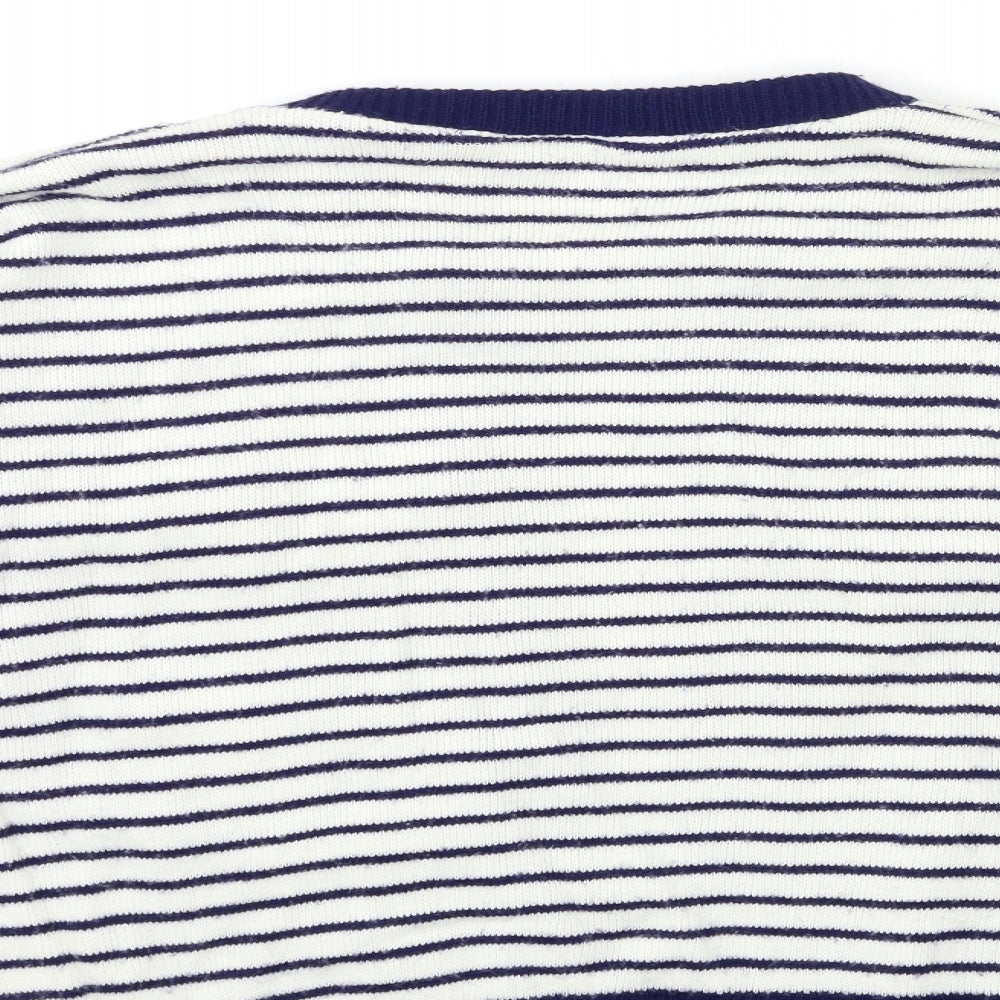 Dorothy Perkins Womens White Striped Knit Cardigan Jumper Size M