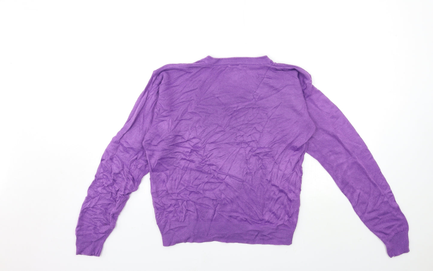 Preworn Womens Purple Floral Knit Pullover Jumper Size M