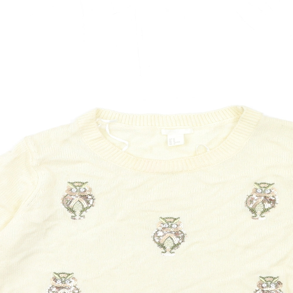 H&M Womens Beige  Knit Pullover Jumper Size M