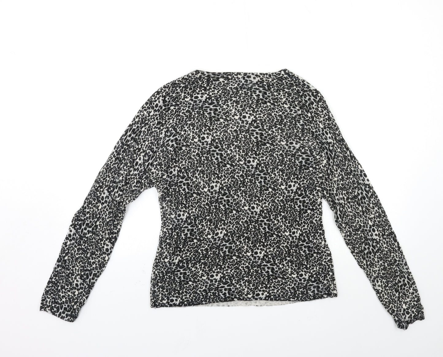 Dunnes Stores Womens Grey Animal Print Knit Pullover Jumper Size 10