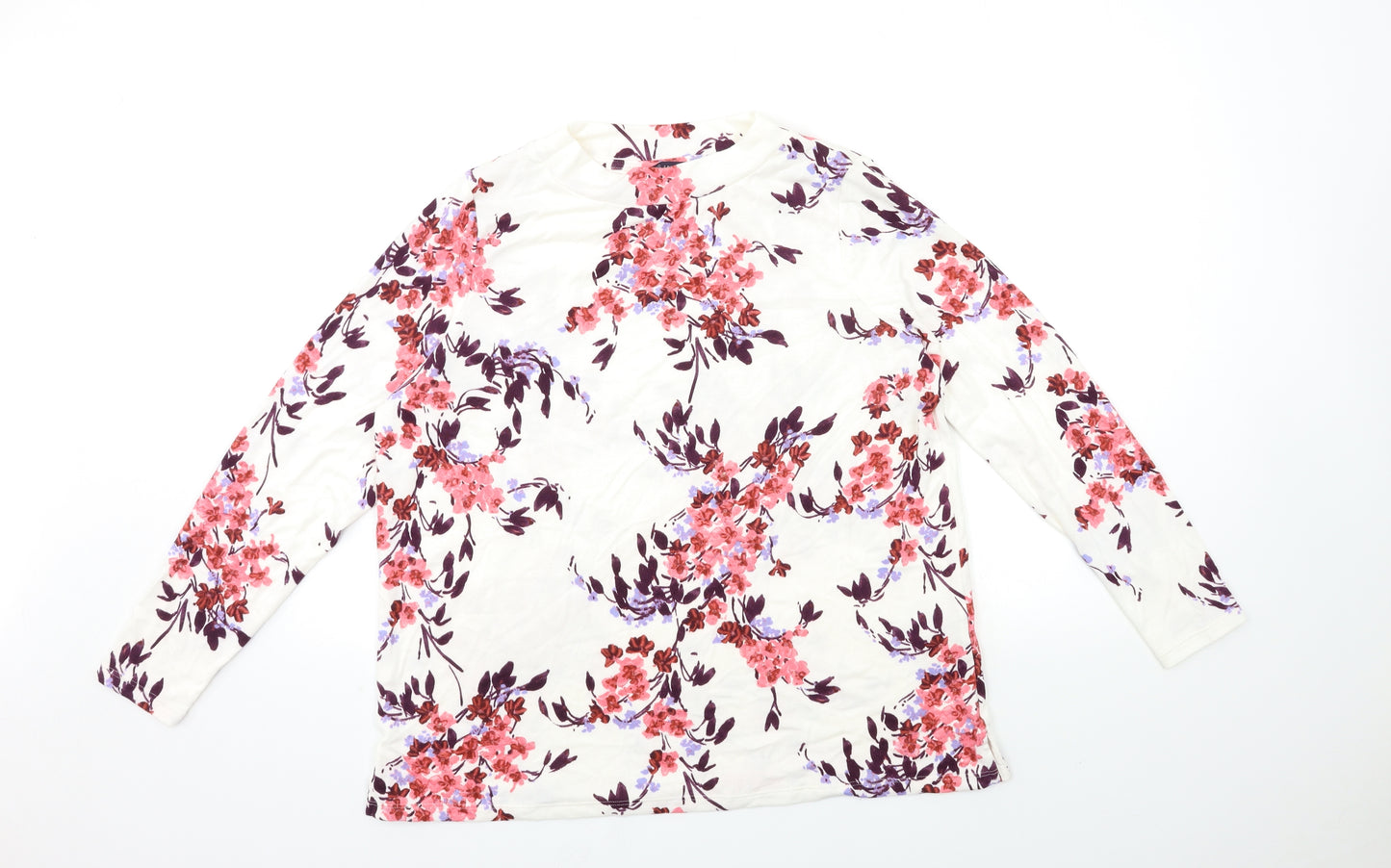 Marks and Spencer Womens White Floral Knit Pullover Jumper Size 18