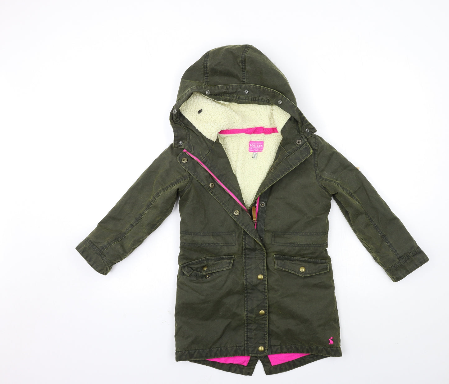 Joules Girls Green   Parka Coat Size 6 Years
