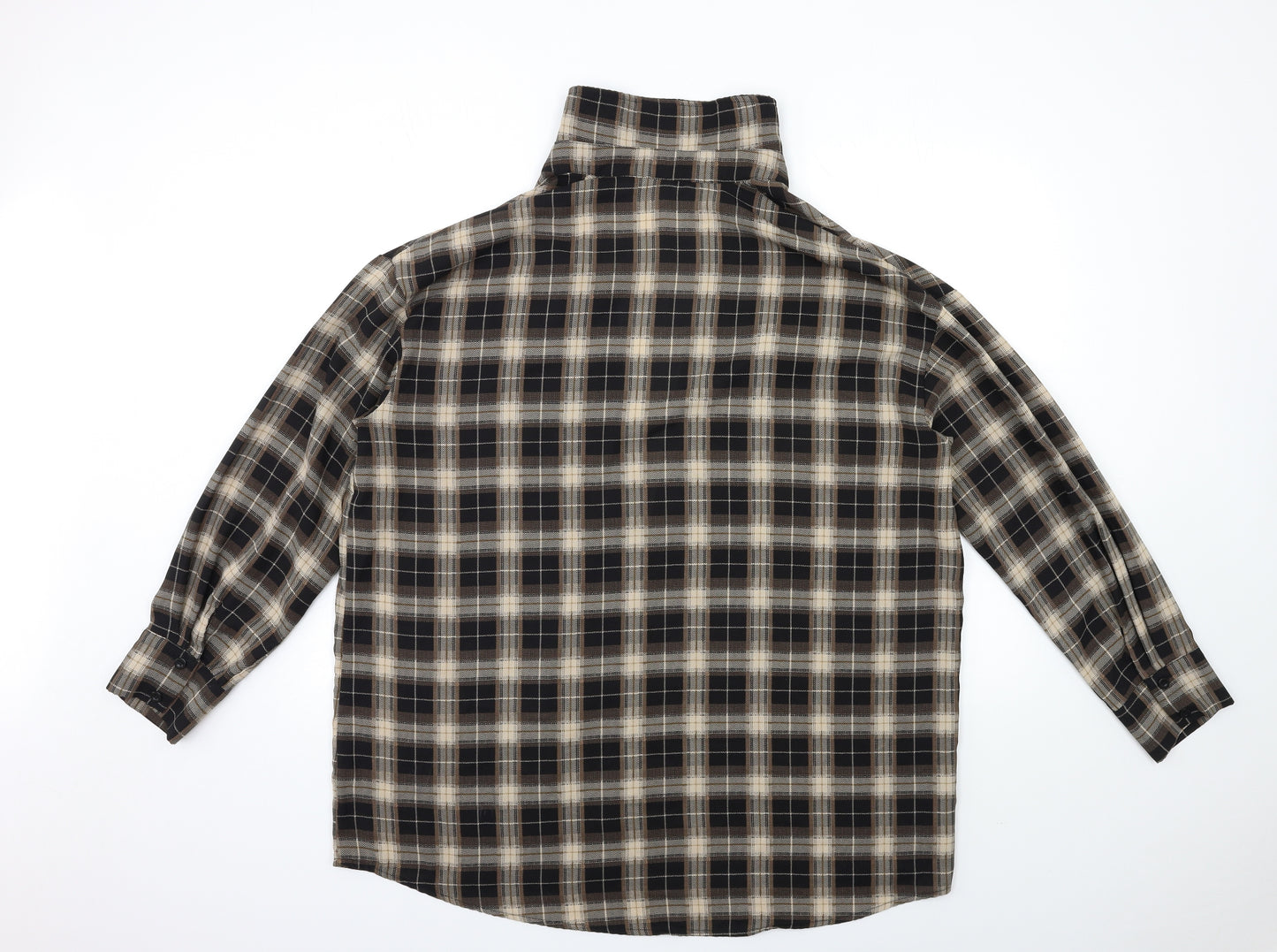 PRETTYLITTLETHING Womens Black Check  Basic Button-Up Size 12