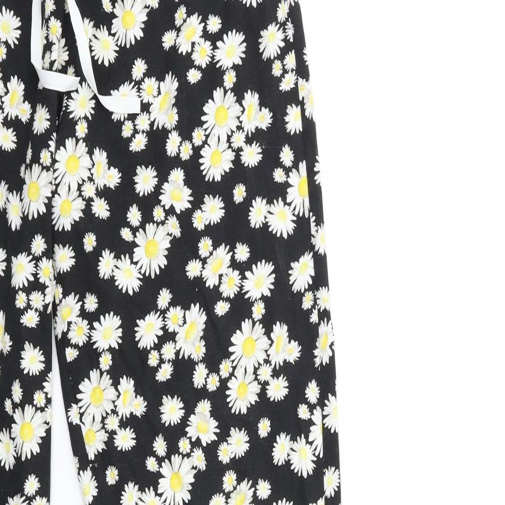 George Womens Black Floral  Top Pyjama Pants Size 8