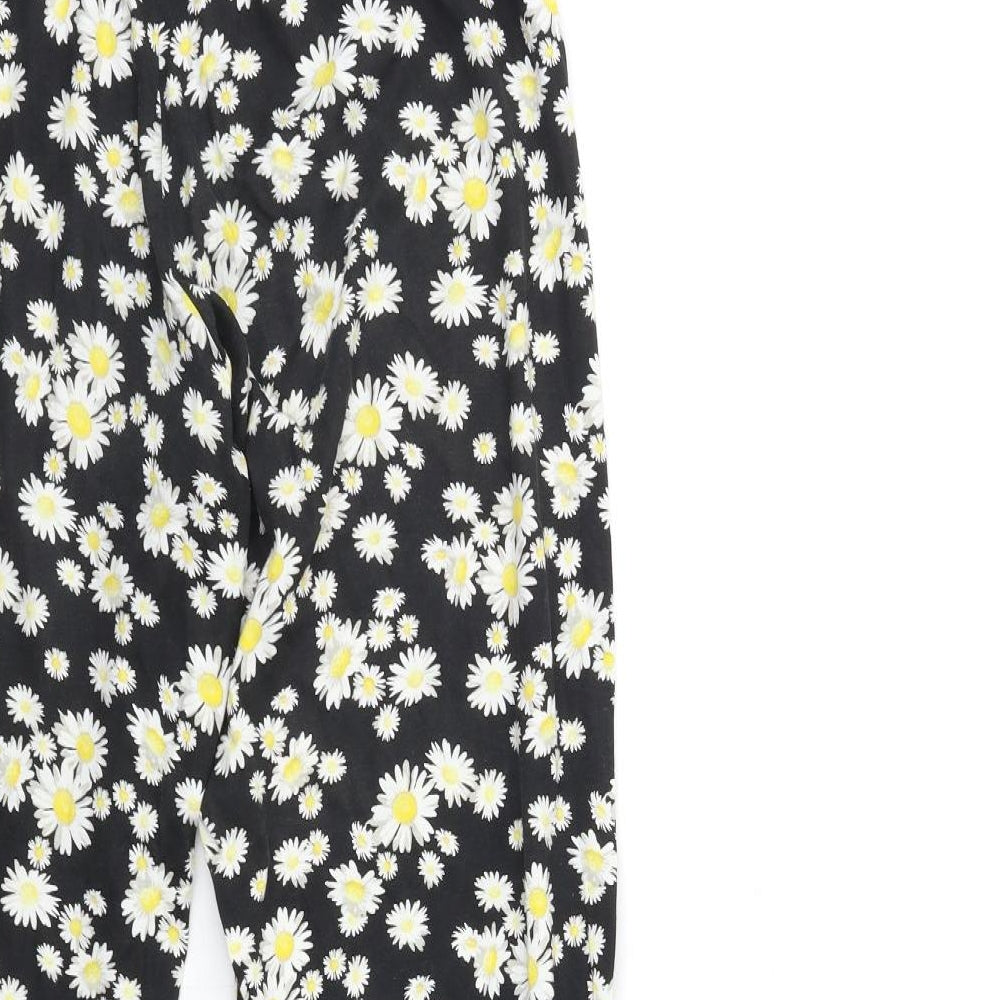 George Womens Black Floral  Top Pyjama Pants Size 8