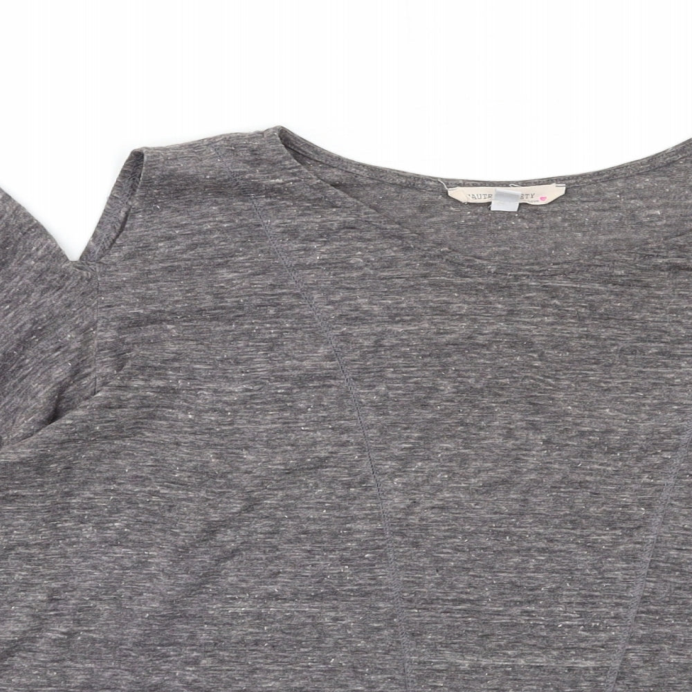 haute society Womens Grey   Basic Blouse Size L  - Open Shoulder