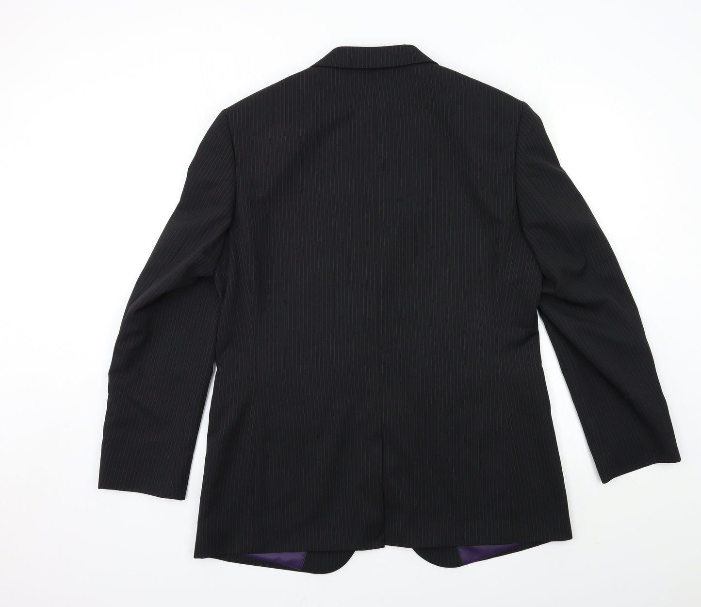 Taylor & Wright Mens Black Striped Rayon Jacket Suit Jacket Size 42