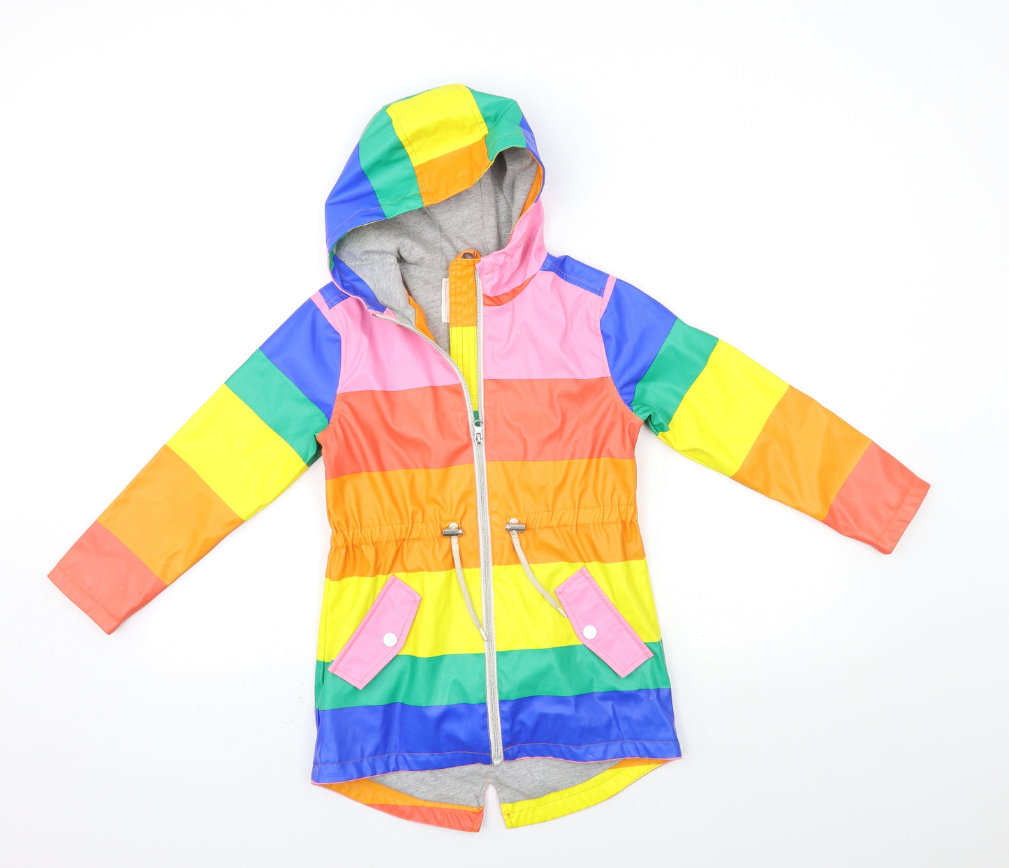 NEXT Girls Orange Striped  Rain Coat Coat Size 7 Years