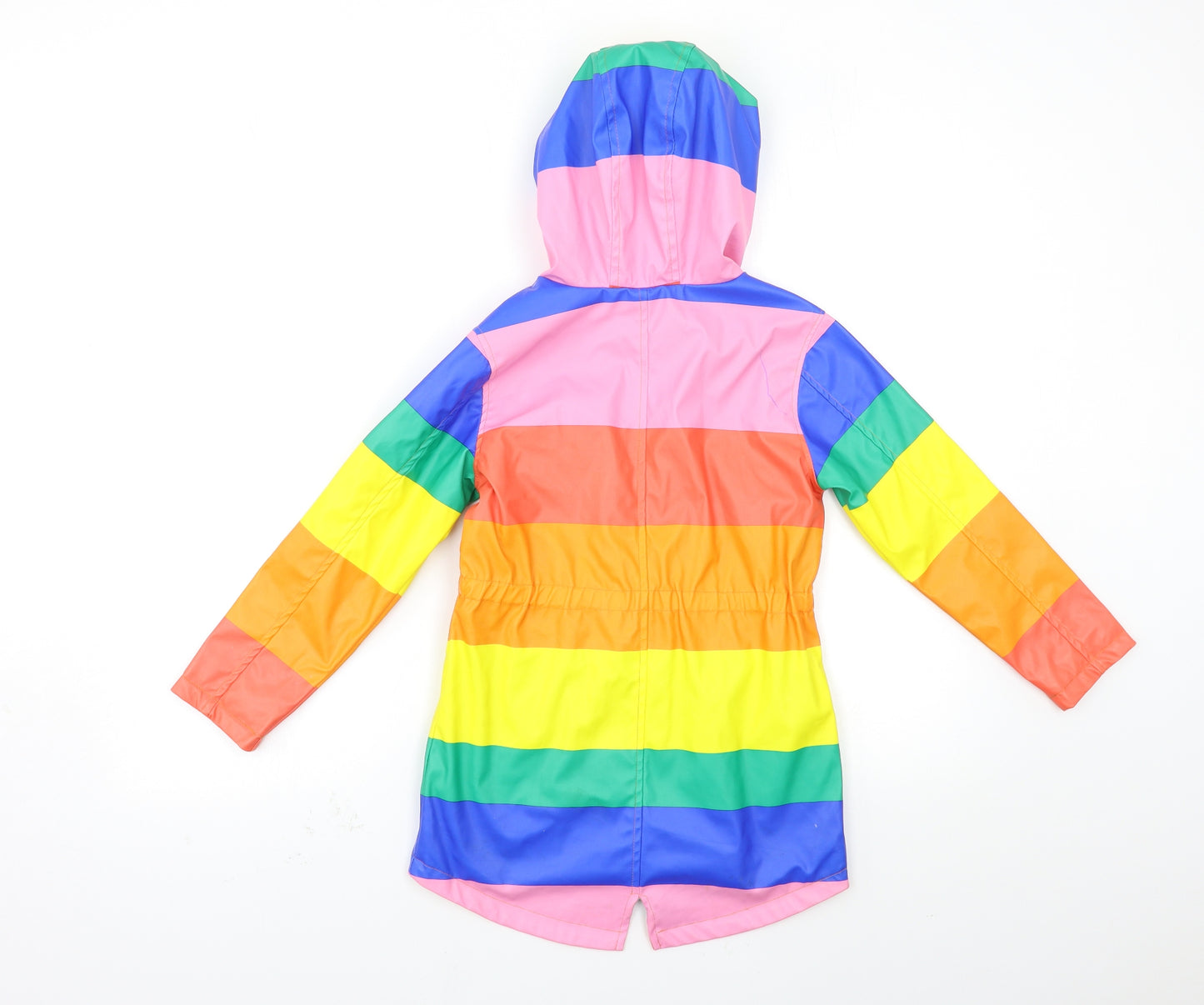 NEXT Girls Orange Striped  Rain Coat Coat Size 7 Years