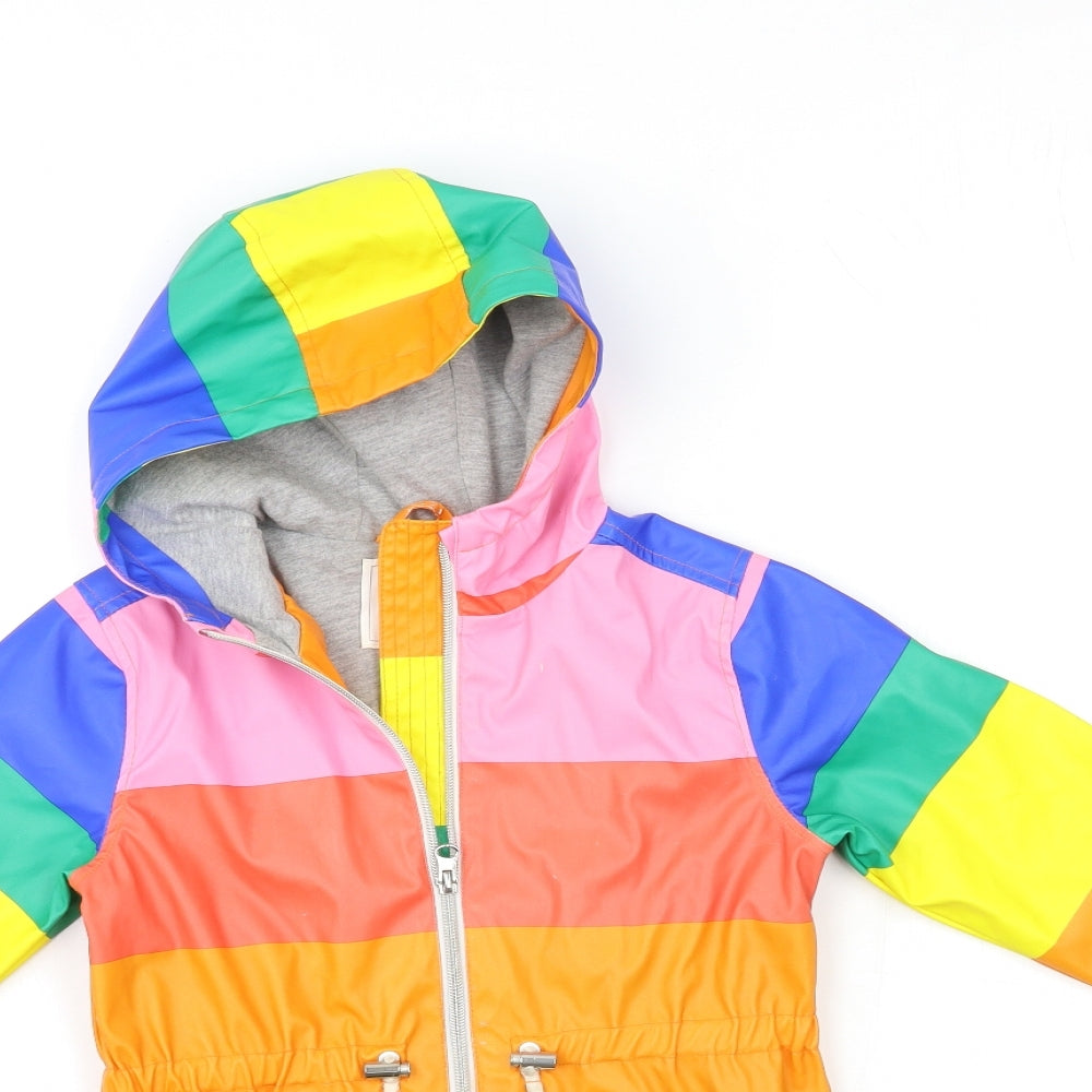 NEXT Girls Orange Striped  Rain Coat Coat Size 7 Years