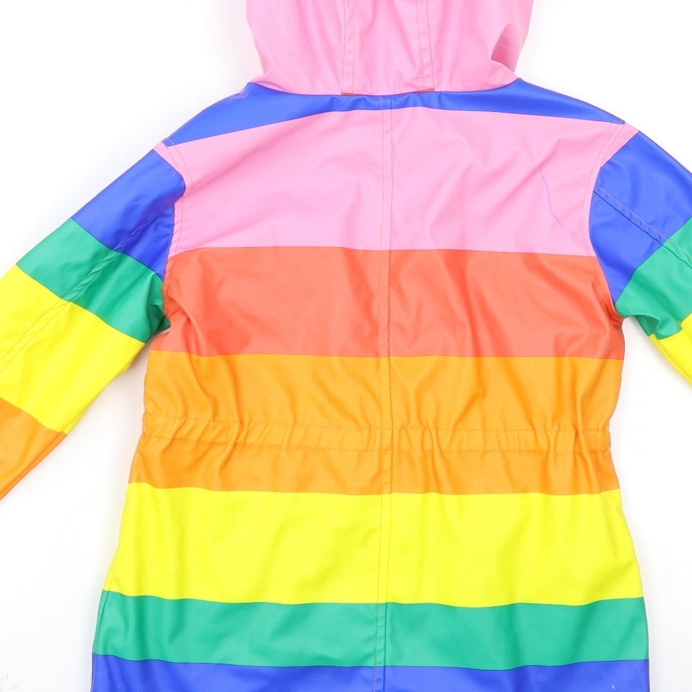 NEXT Girls Orange Striped  Rain Coat Coat Size 7 Years