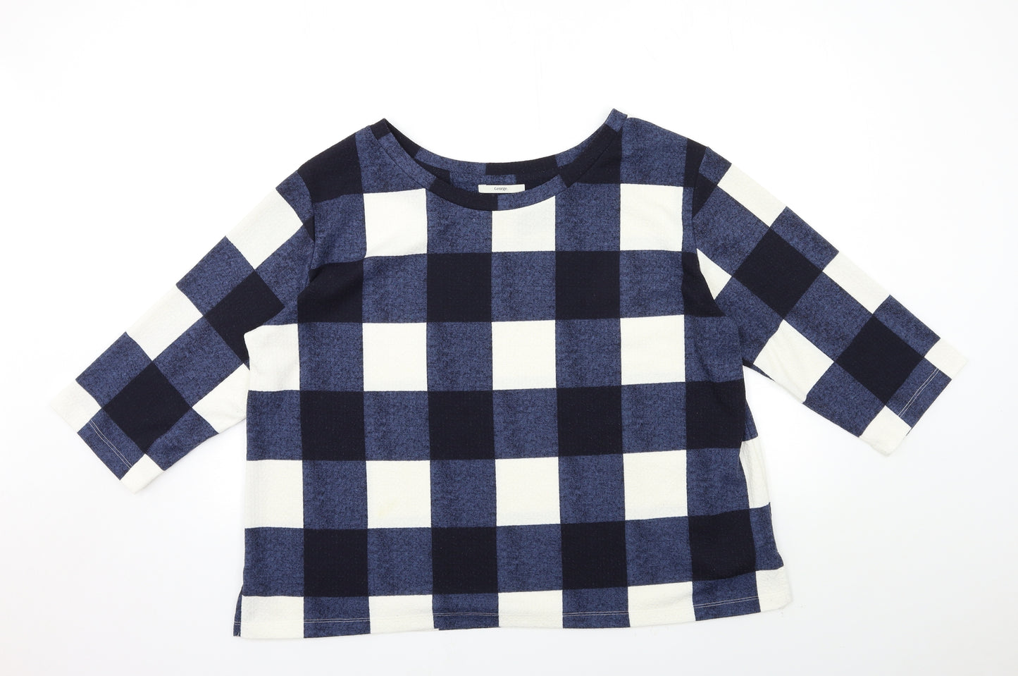 George Womens Blue Check  Pullover Sweatshirt Size 22