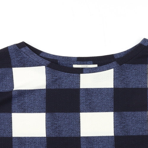 George Womens Blue Check  Pullover Sweatshirt Size 22
