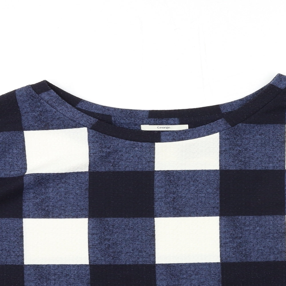 George Womens Blue Check  Pullover Sweatshirt Size 22