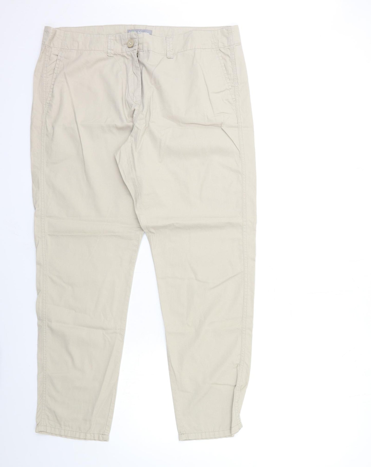 Marks and Spencer Womens Beige   Chino Trousers Size 14 L29 in