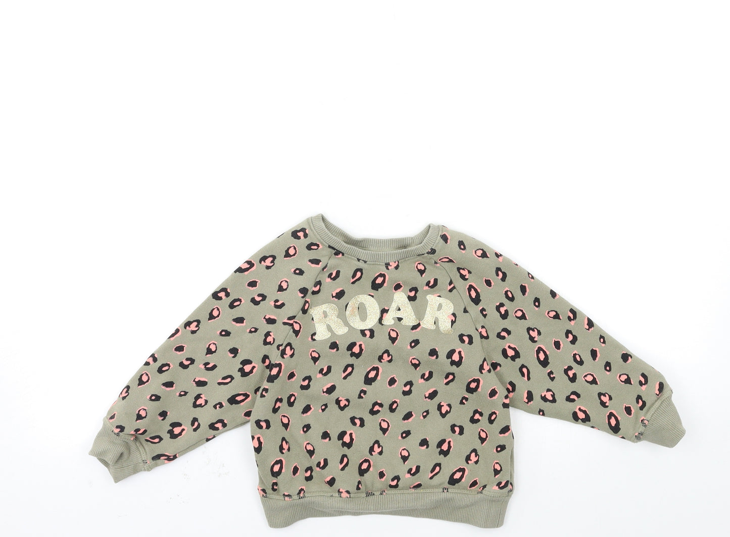 NEXT Girls Green Animal Print  Pullover Sweatshirt Size 3-4 Years