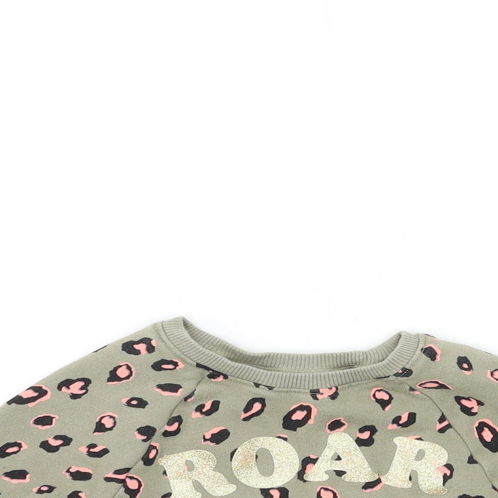 NEXT Girls Green Animal Print  Pullover Sweatshirt Size 3-4 Years