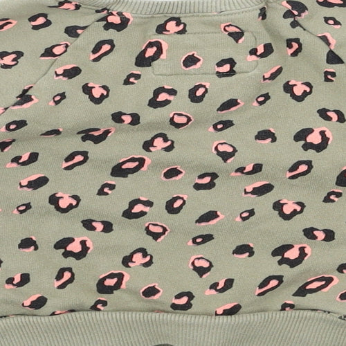 NEXT Girls Green Animal Print  Pullover Sweatshirt Size 3-4 Years