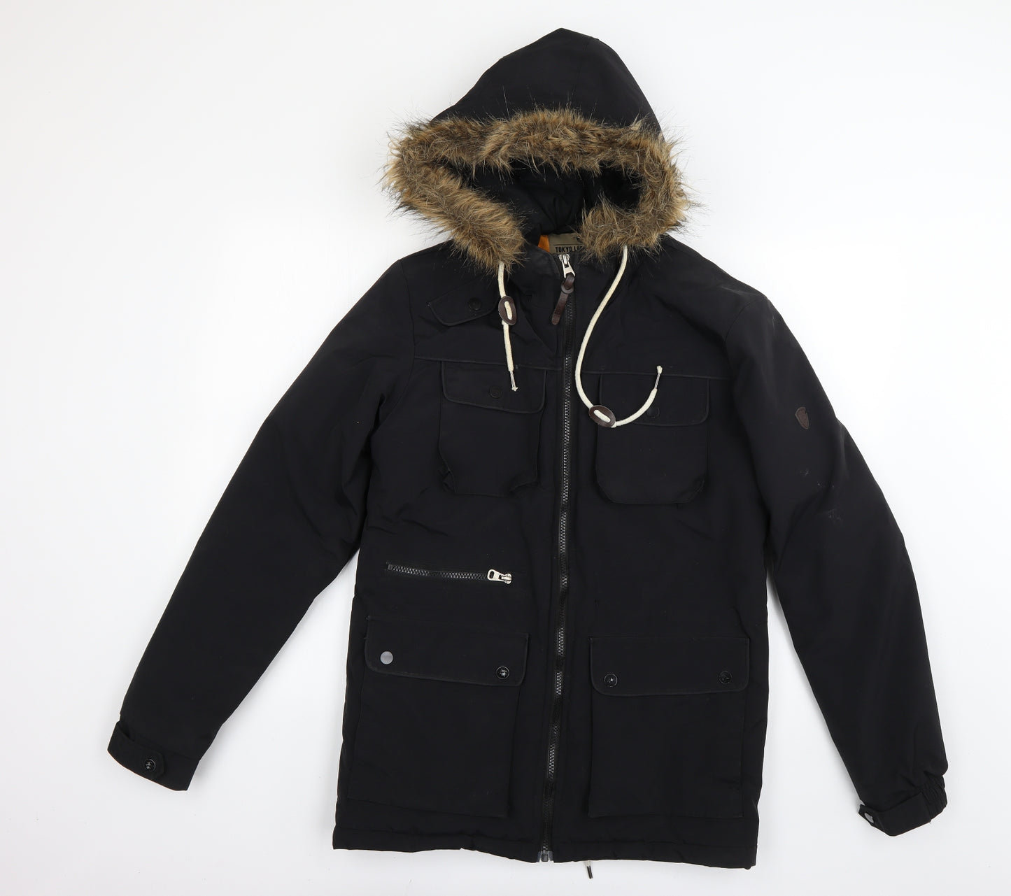 Preworn Mens Black   Rain Coat Coat Size S