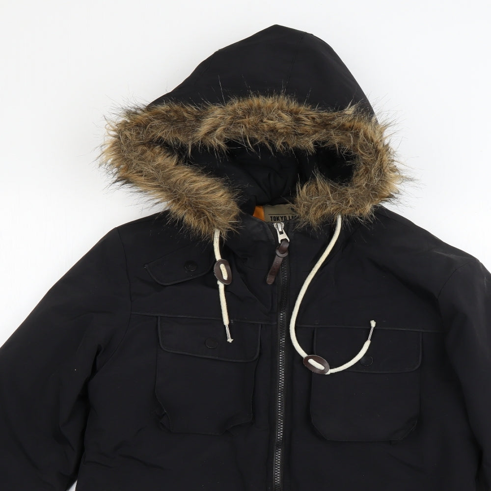 Preworn Mens Black   Rain Coat Coat Size S