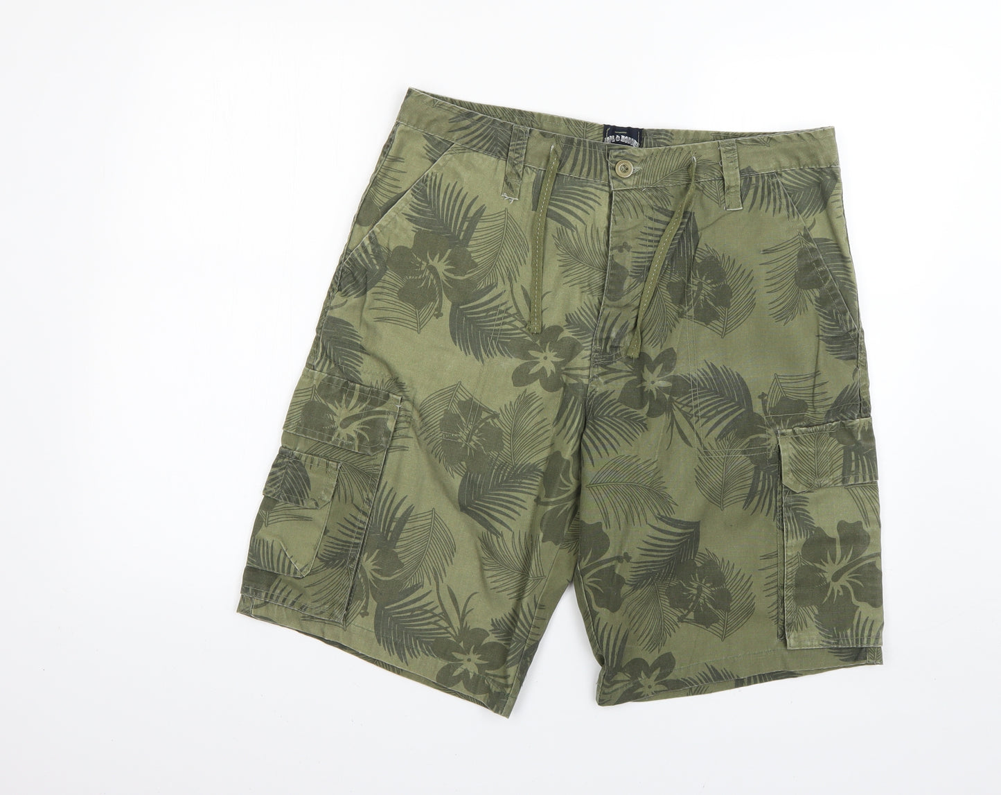 hope & honour Mens Green Floral  Sweat Shorts Size M