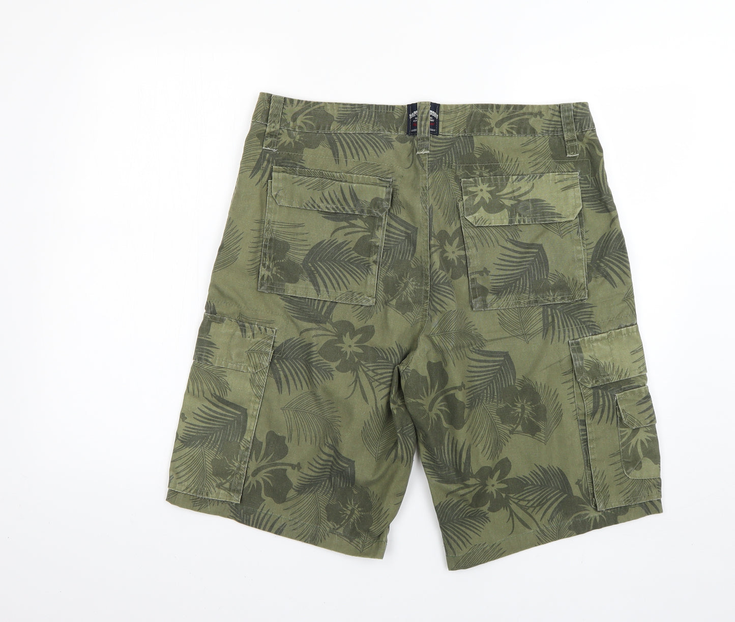 hope & honour Mens Green Floral  Sweat Shorts Size M