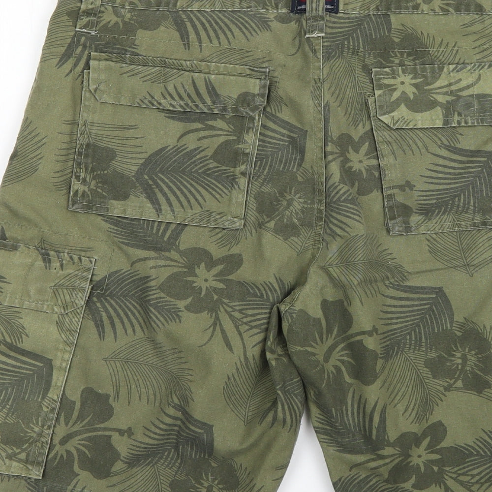 hope & honour Mens Green Floral  Sweat Shorts Size M