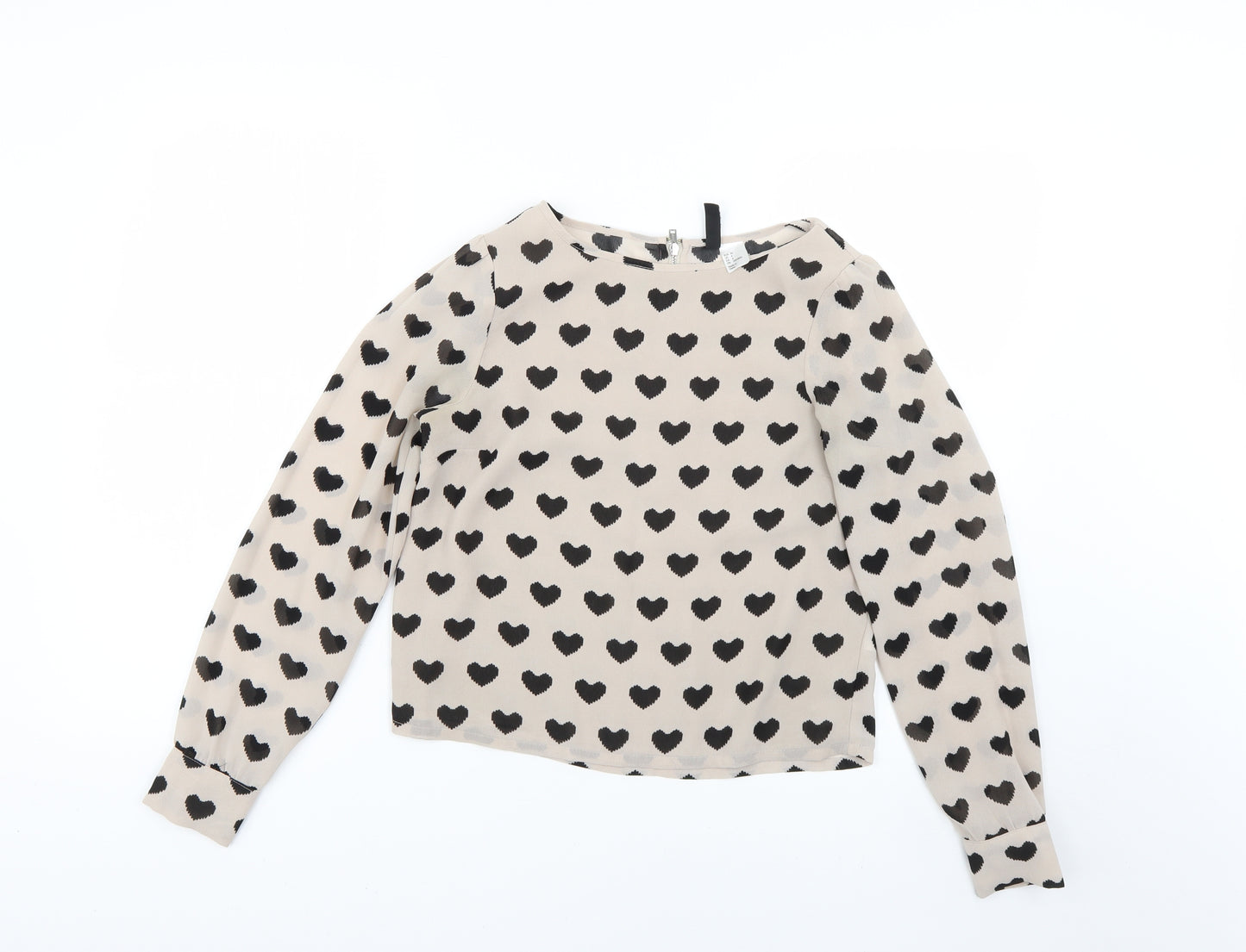 H&M Womens Brown Geometric  Basic Blouse Size 6