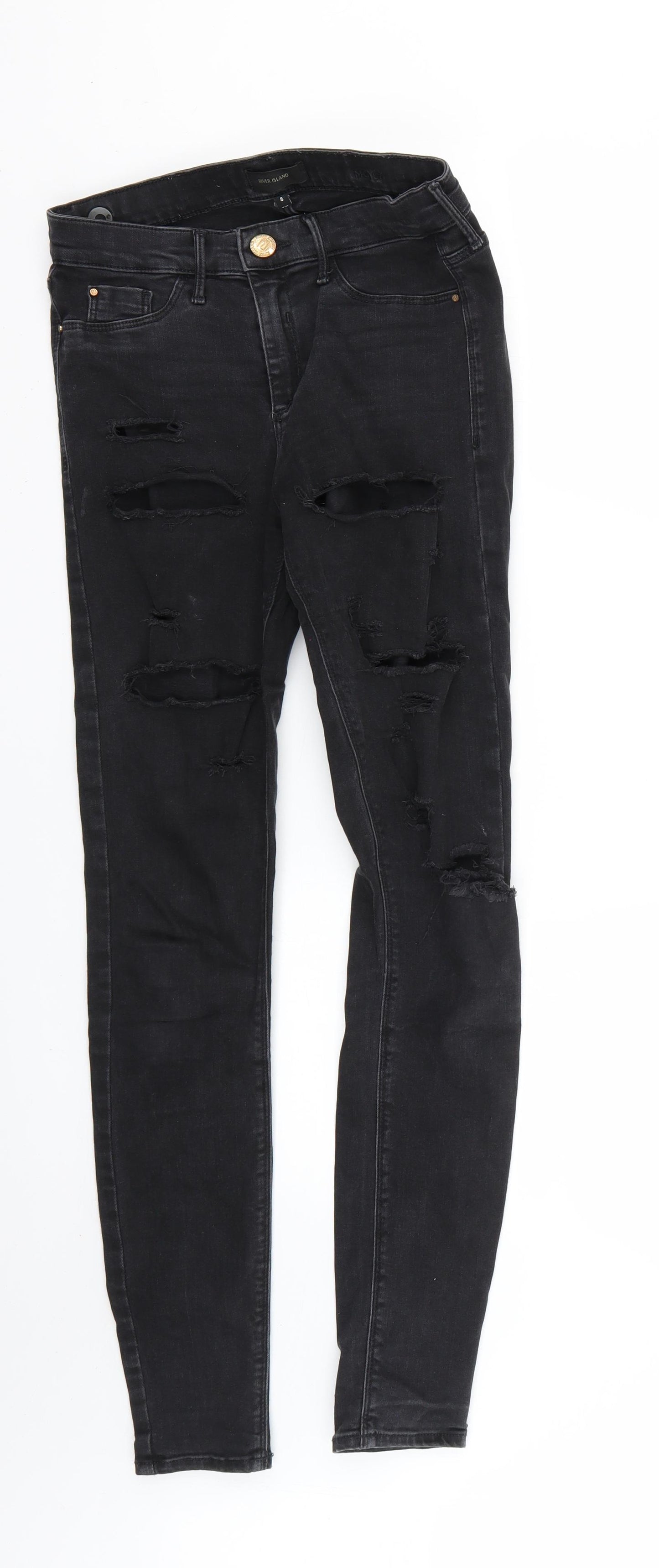 River Island Womens Black   Skinny Jeans Size 8 L28 in