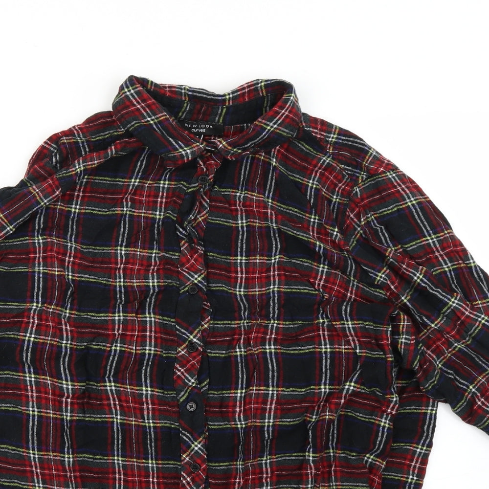 New Look Womens Multicoloured Check  Basic Button-Up Size 22