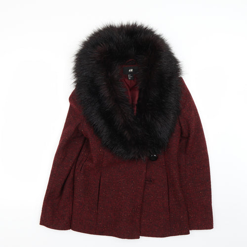 H&M Womens Red   Overcoat Coat Size 6
