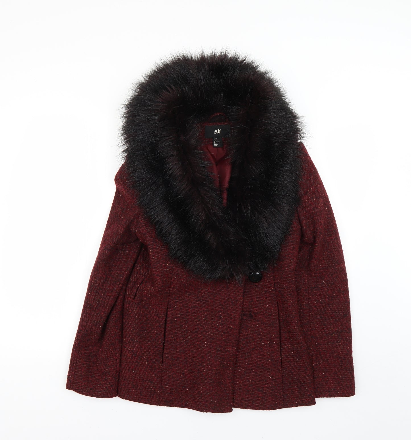 H&M Womens Red   Overcoat Coat Size 6