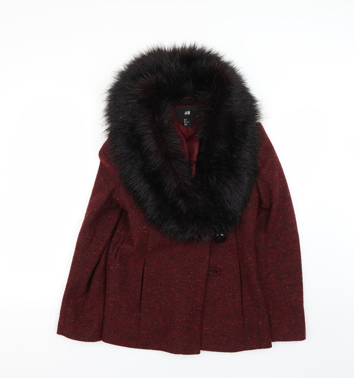 H&M Womens Red   Overcoat Coat Size 6