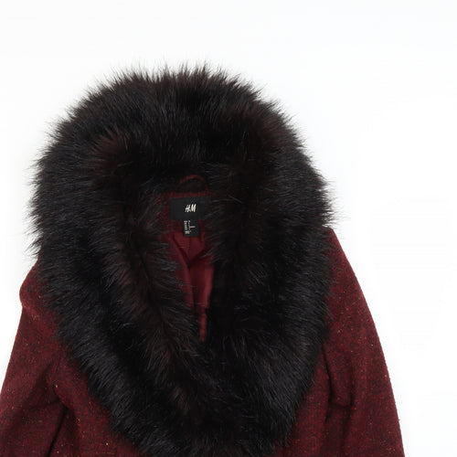 H&M Womens Red   Overcoat Coat Size 6