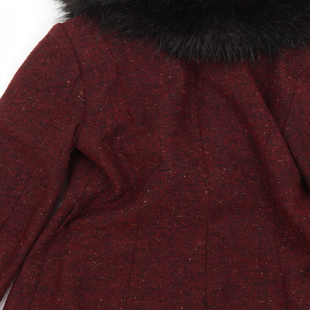 H&M Womens Red   Overcoat Coat Size 6