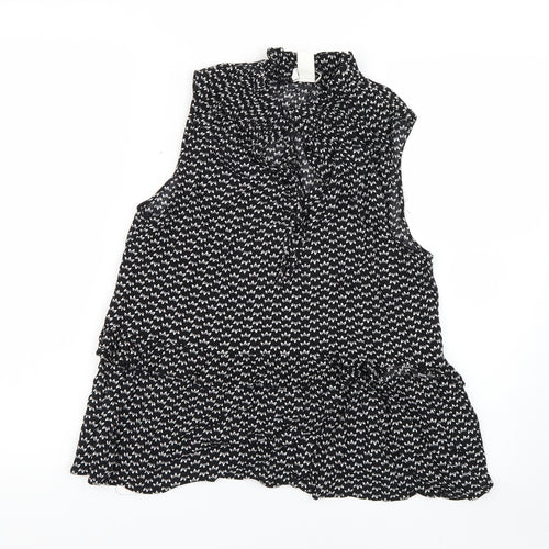 H&M Womens Black Floral  Basic Blouse Size 10