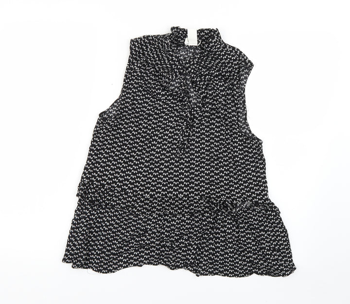 H&M Womens Black Floral Basic Blouse Size 10