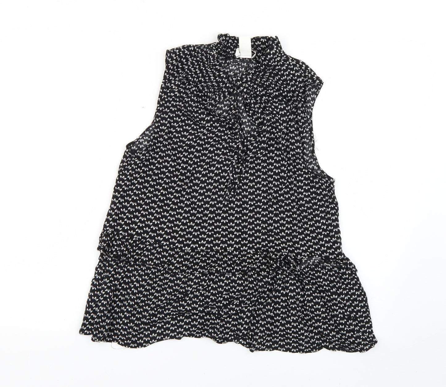 H&M Womens Black Floral  Basic Blouse Size 10