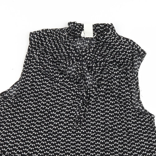 H&M Womens Black Floral  Basic Blouse Size 10