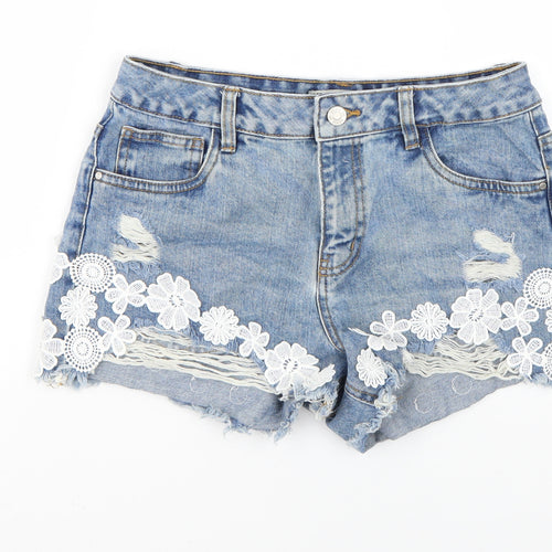 Denim & Co. Womens Blue   Cut-Off Shorts Size 10