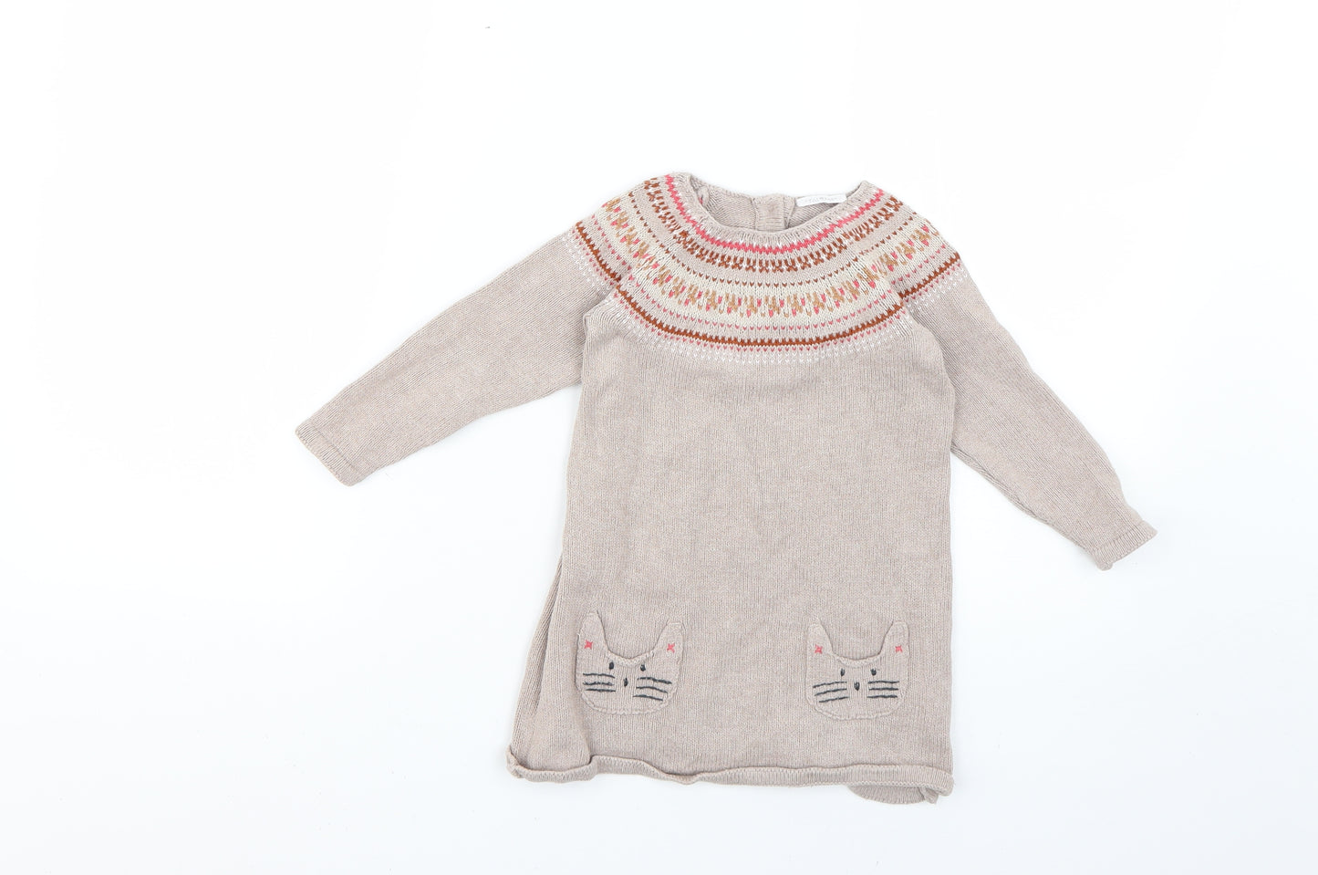 NEXT  Brown Geometric  Jumper Dress  Size 12-18 Months