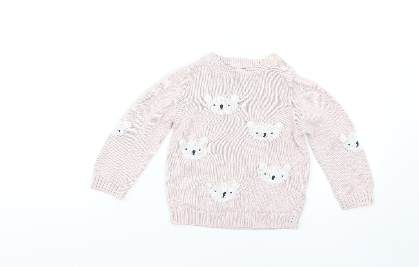 John Lewis Baby Pink Geometric  Pullover Jumper Size 12-18 Months