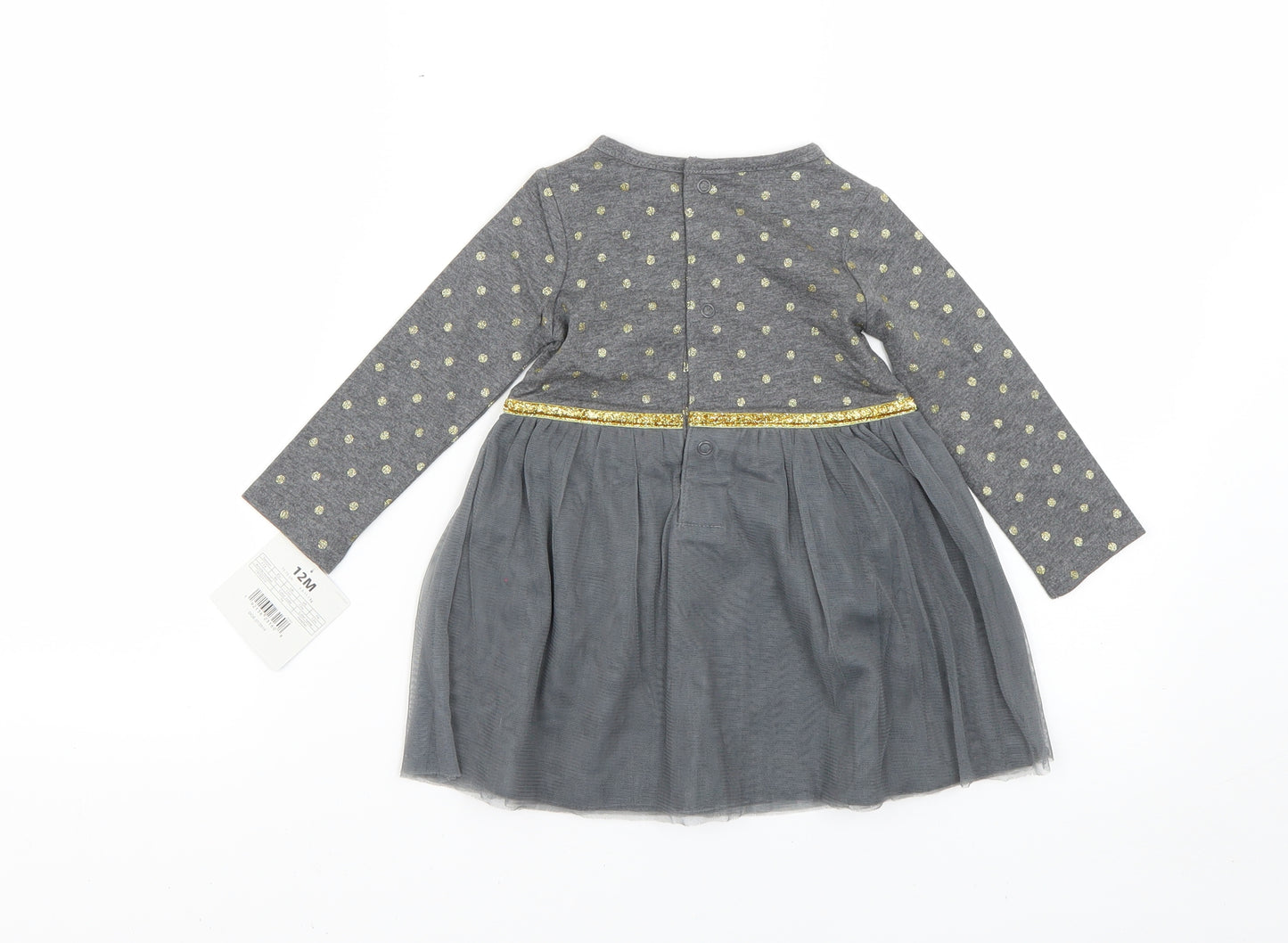 Baby Grey Polka Dot  Fit & Flare  Size 12 Months