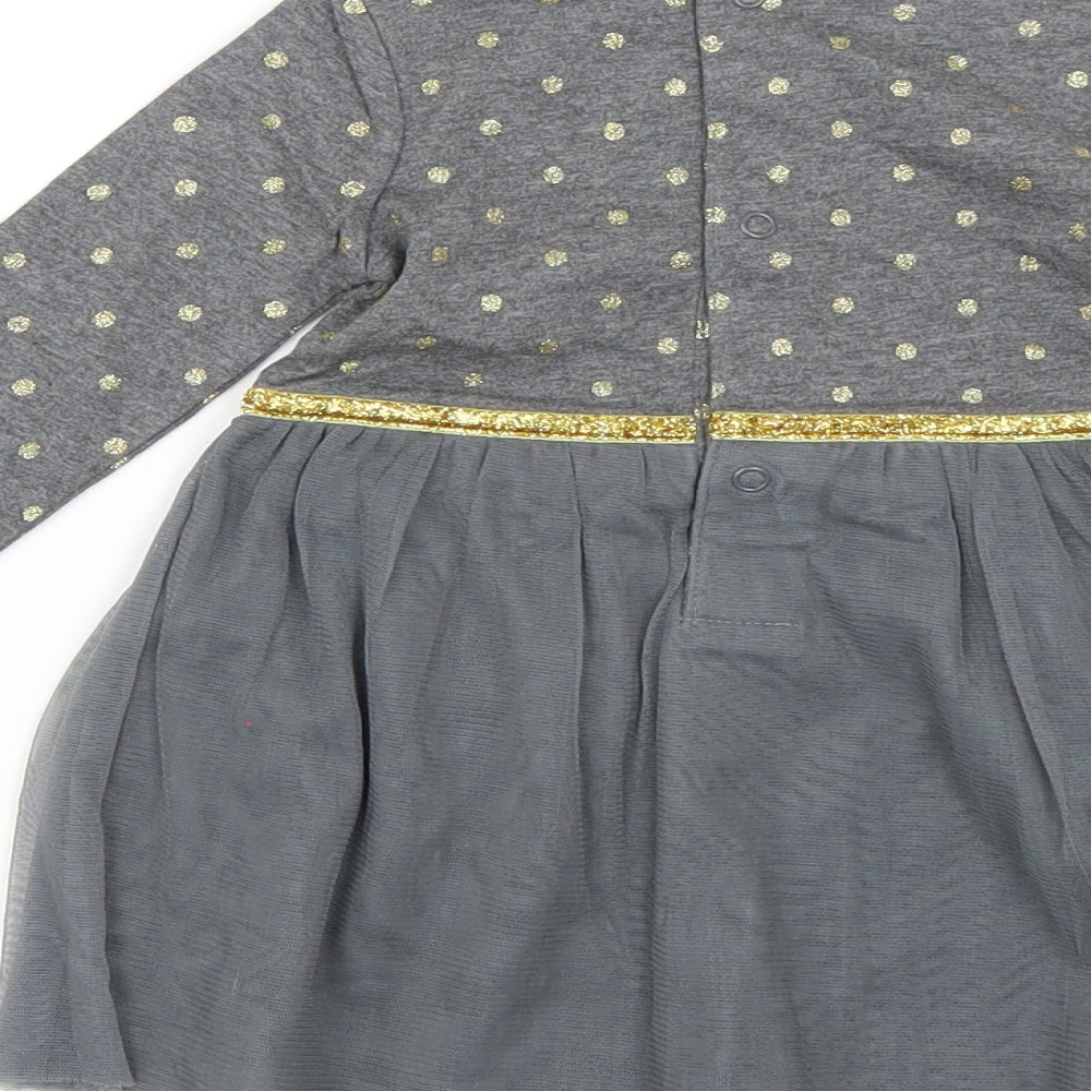 Baby Grey Polka Dot  Fit & Flare  Size 12 Months