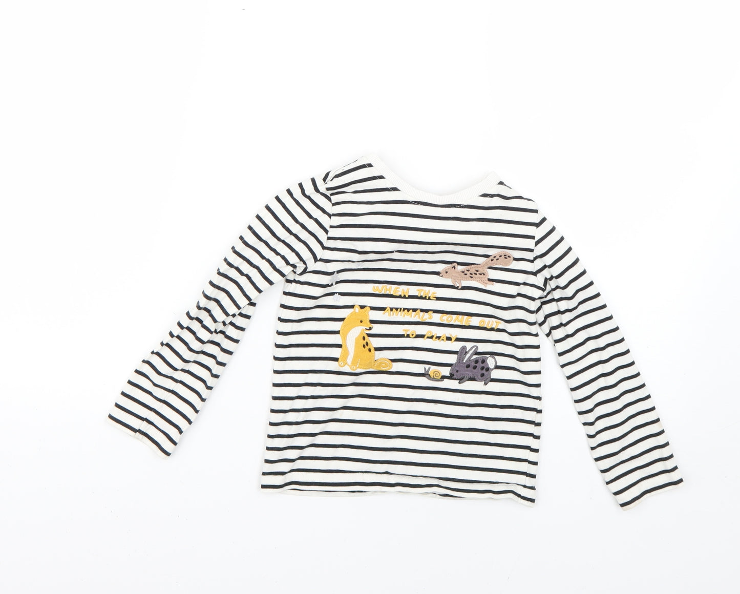 John Lewis Boys Multicoloured Striped  Basic T-Shirt Size 3-4 Years