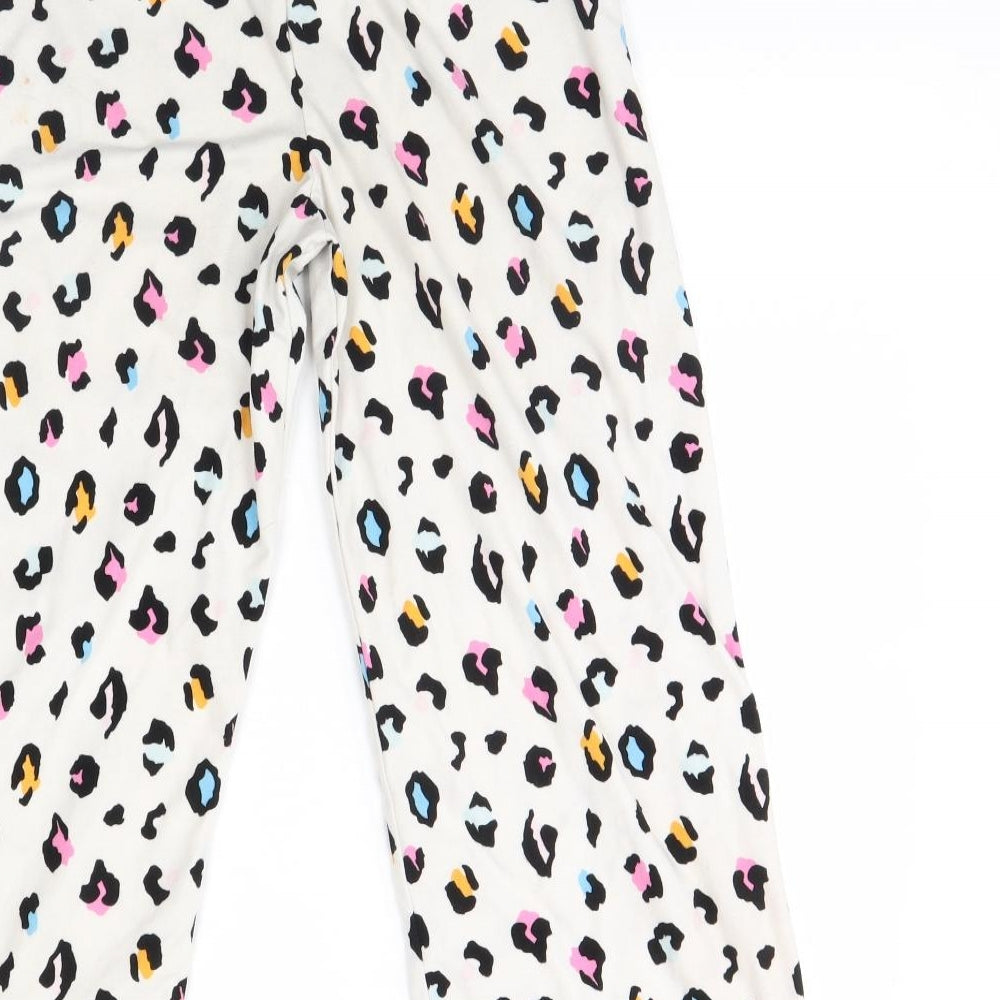 Peacocks Girls White Animal Print Fleece Cami Pyjama Pants Size 12 Years