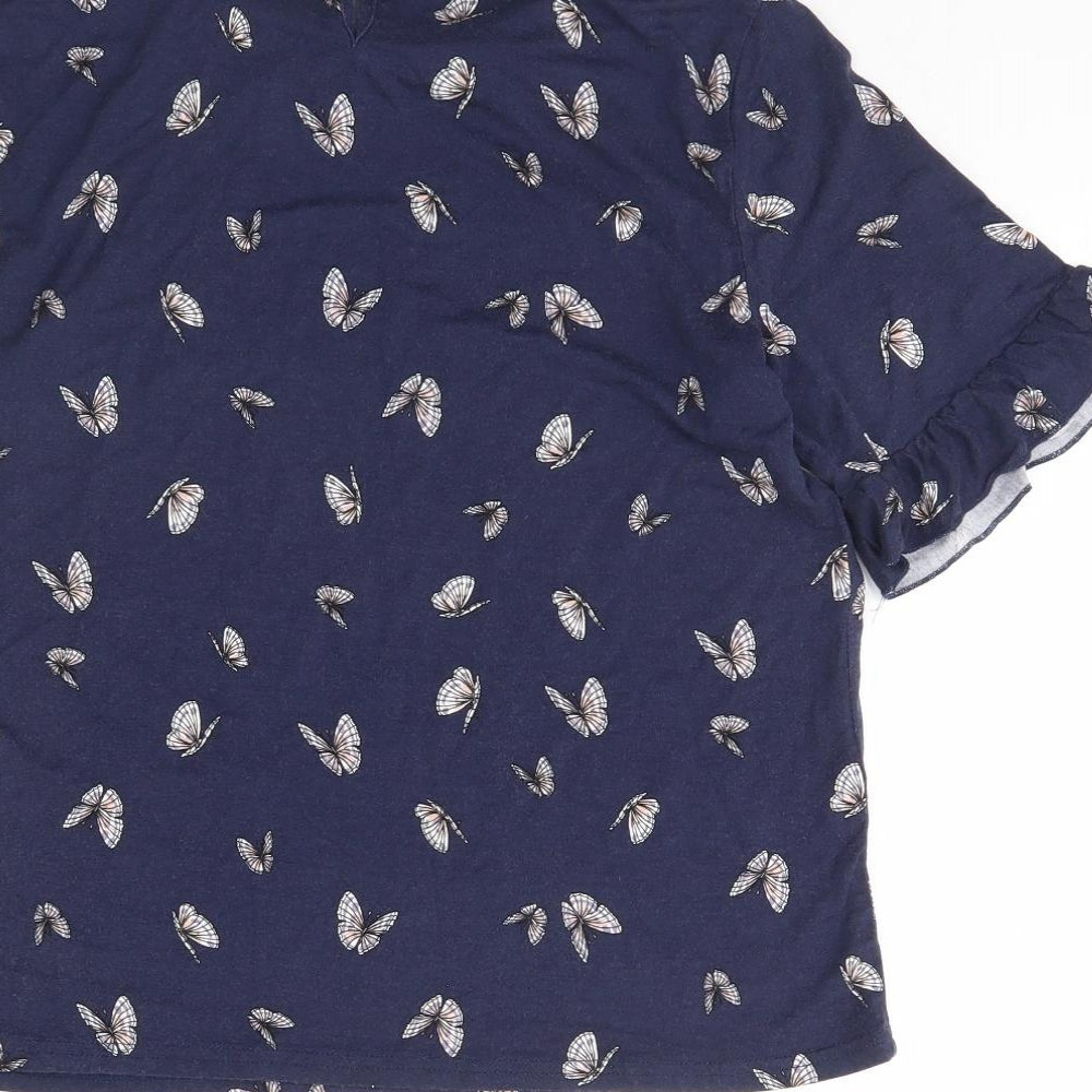 Atmosphere Womens Blue Animal Print  Basic Blouse Size 10