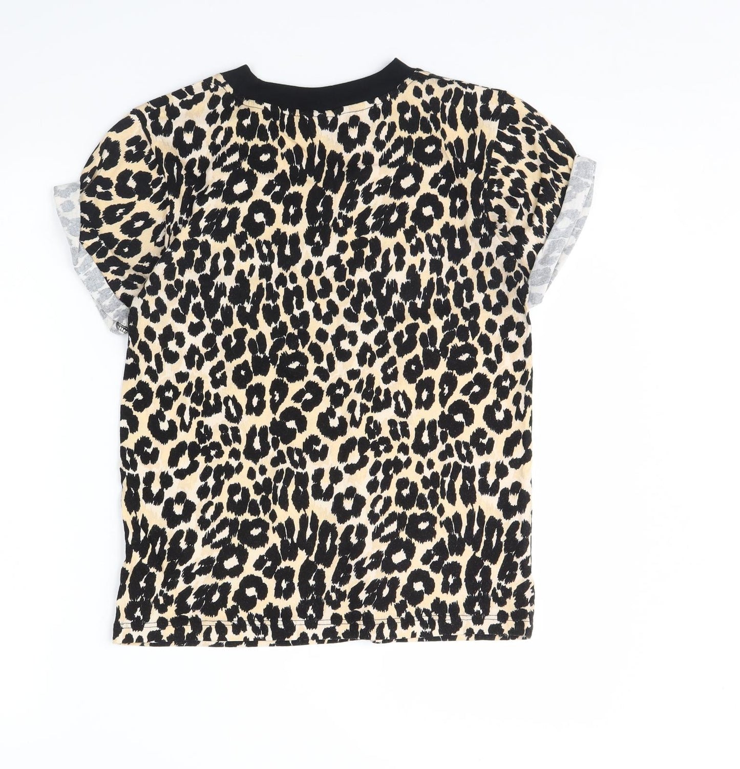 Topshop Womens Brown Animal Print  Basic T-Shirt Size 8