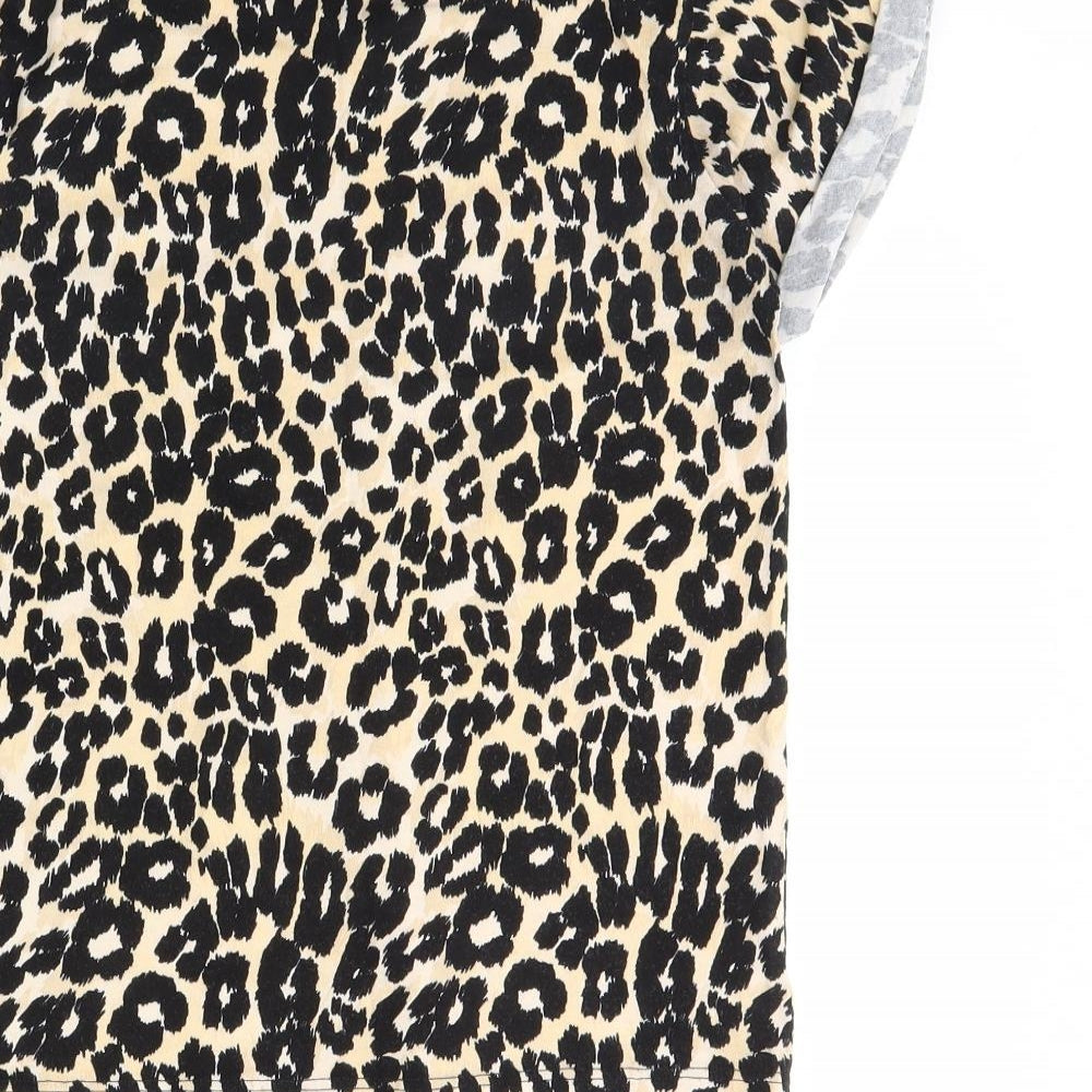 Topshop Womens Brown Animal Print  Basic T-Shirt Size 8