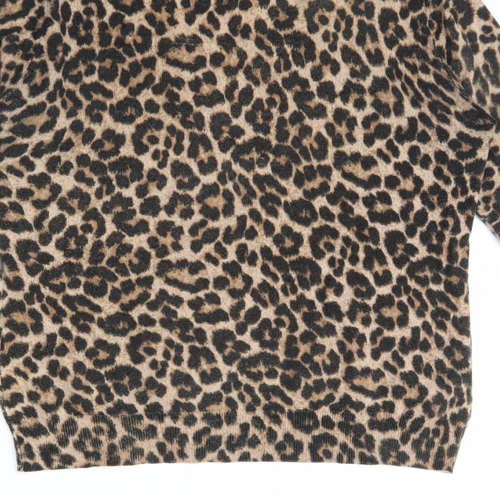 Warehouse Womens Brown Animal Print  Pullover Jumper Size 10